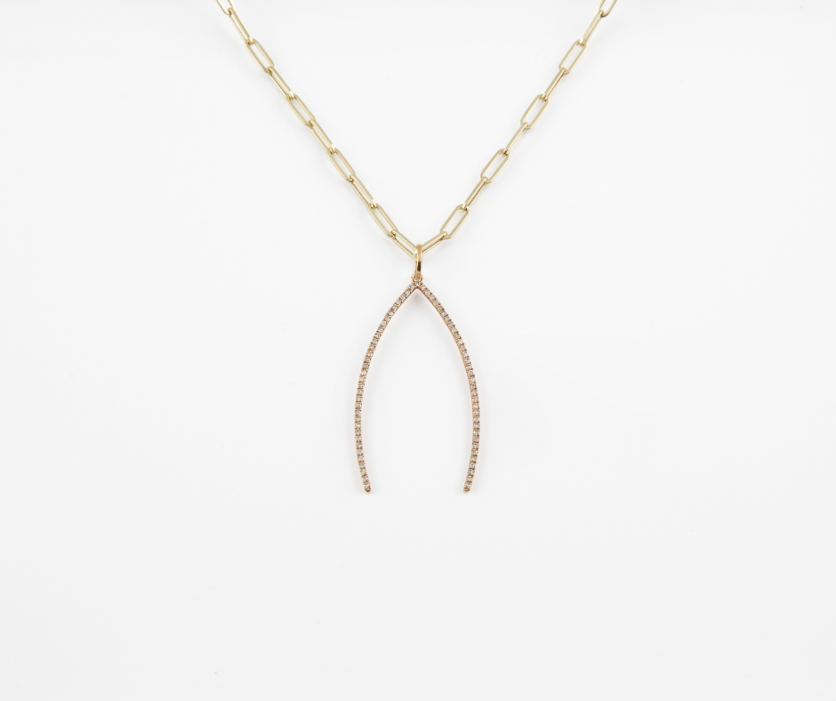 Large Diamond Wishbone Charm