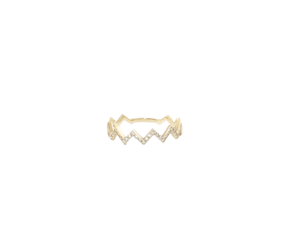 Zigzag Ring with Diamonds